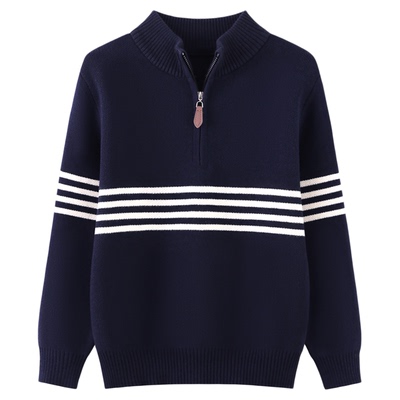 男童半高领拉链毛衣纯棉