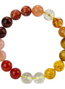 五行缺金补土喜用火手链男女款天然水晶多宝手串平衡财源滚滚礼物