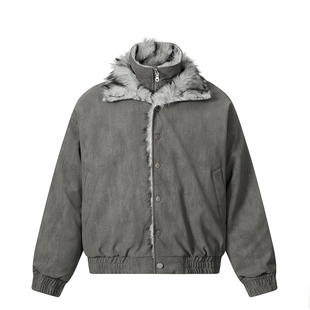 MAISTEP 短款双层毛绒立领派克服棉衣冬季座山雕夹克棉服外套男女