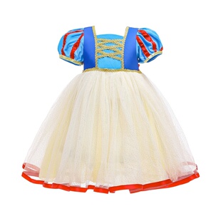 女童白雪连衣裙夏天儿童短袖洋气公主裙女孩蓬蓬纱裙生日礼服