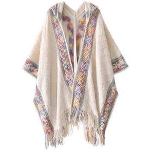 民族风披肩外搭女新疆西藏云南等草原旅游穿搭拍照披风大围巾连帽