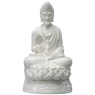 黼山堂道济活佛济公菩萨佛堂家用供奉白瓷佛像降龙罗汉陶瓷摆件