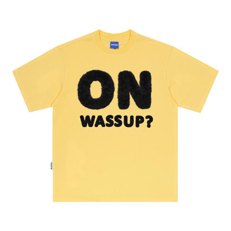 WASSUP潮牌字母黄色T恤短袖男夏