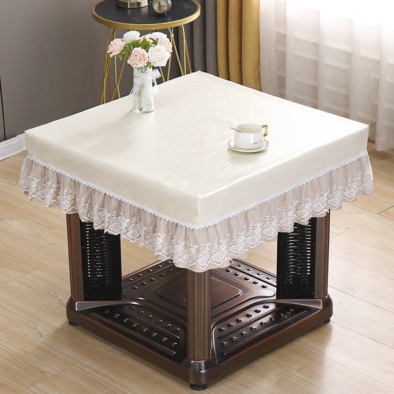 PU新款麻将机桌布免洗茶几电烤炉纯色耐高温餐桌烤火罩套罩罩家用
