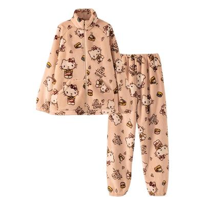 羊羔绒可爱卡通珊瑚绒睡衣女