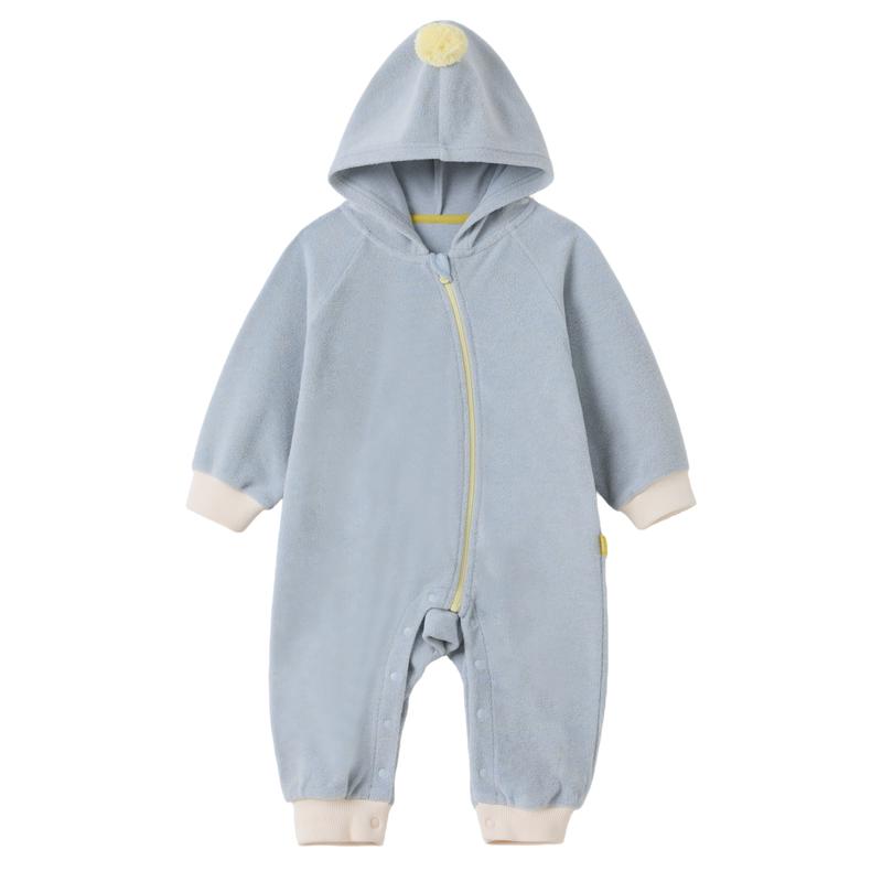 [摇粒绒]papa秋季带帽爬服婴儿衣服宝宝秋装爬爬母婴连体衣新款