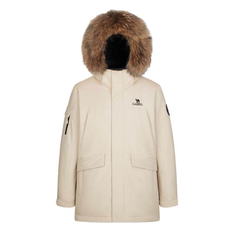 骆驼火焰羽绒服2.0女装2025防寒中长款加厚保暖毛领工装外套