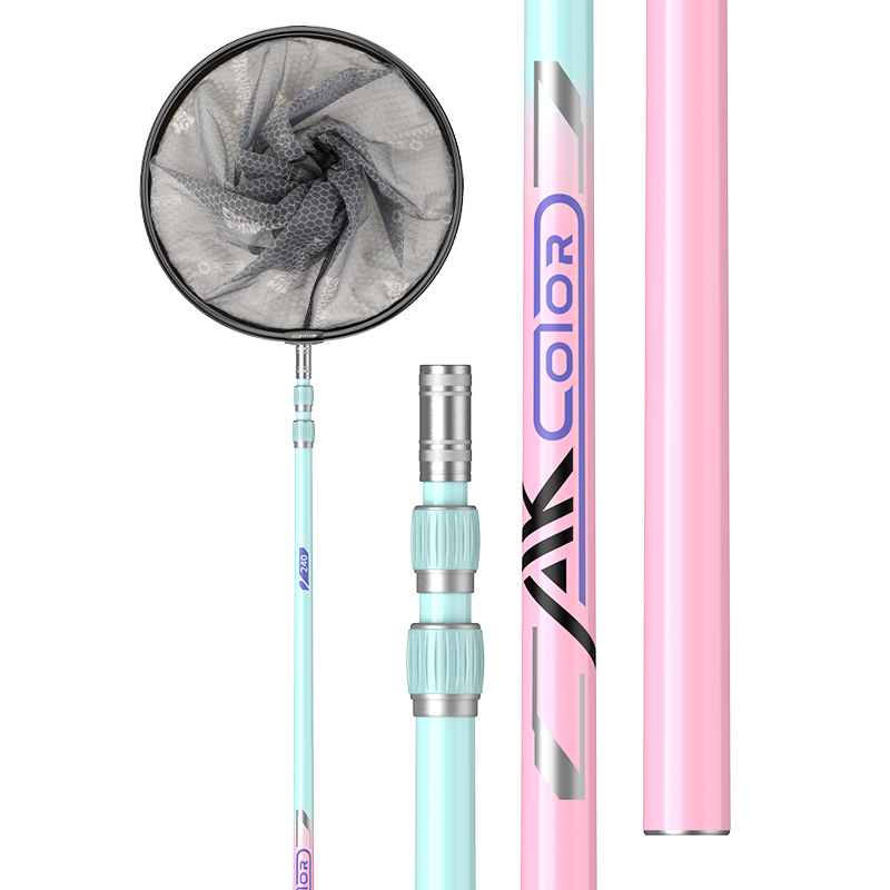 渔之源碳素抄网竿抄网全套大物伸缩杆裸竿折叠钓捞鱼网兜抄网套装