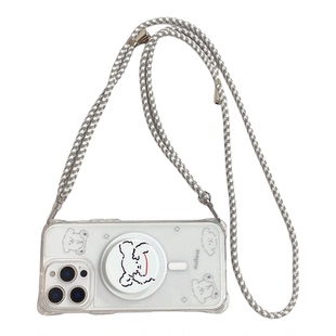 适用苹果17promax磁吸四角开孔小白手机壳新款iphone15pro气囊支架磁吸14PM透明13pro高级感12全包防摔保护套