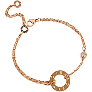 DREAMBOAT欧美love手链女简约圆环钻手绳钛钢镀18K玫瑰金彩金饰品