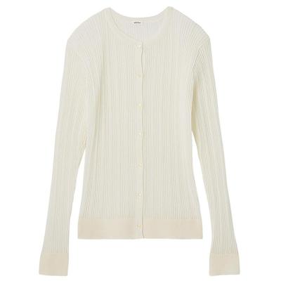 Mila Owen25秋冬新品简约通勤圆领薄款竖纹针织开衫09WND254921