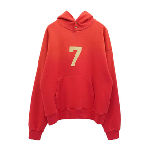 Fear of God FOG第七季数字7字母植绒卫衣高街宽松休闲情侣连帽衫