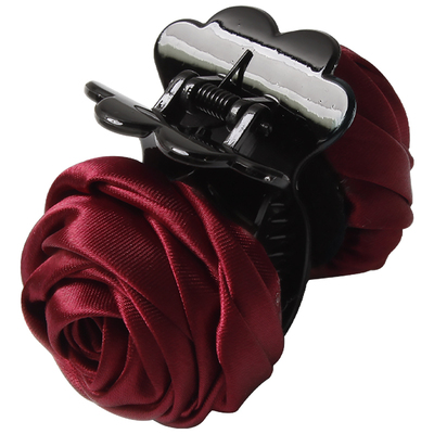 韩系气质缎面玫瑰花抓夹半扎发夹