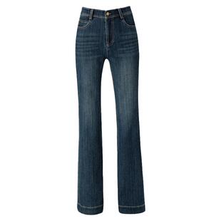 四面弹微喇牛仔裤女2026新款春季高腰加绒高弹力天丝美式喇叭长裤