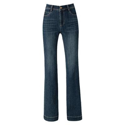 四面弹天丝美式喇叭牛仔裤微喇裤