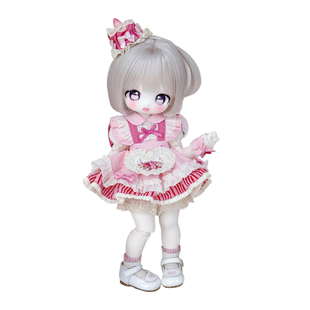 原创bjd六分娃衣莓果甜心可爱Lolita玩偶衣服连衣裙粉色少女心