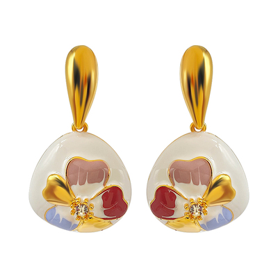 复古宫廷珐琅彩滴油s925银针防过敏耳环2024年新款高级感轻奢耳钉