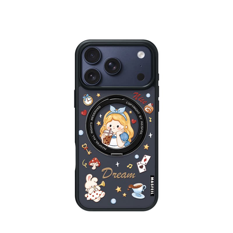 MASFEIL × 午夜茶话会适用苹果17promax手机壳iPhone16pro新款磁吸带支架ip15全包Fo5支点高级感17好看可爱