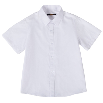 罗蒙儿童白色短袖衬衫男童加肥