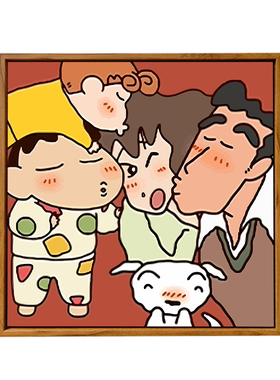 蜡笔小新全家福一家三口数字油画