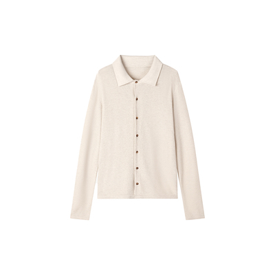 松弛感肌理针织长袖衬衫 多材质透气混纺 夏日度假老钱风 可机洗