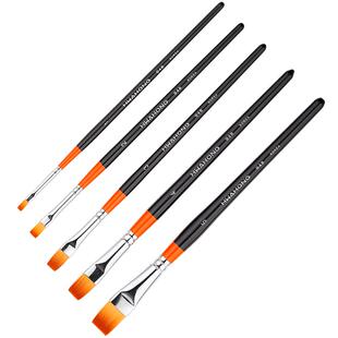 韩国进口HwaHong华虹948 6号软毛笔美术尼龙毛平头水彩笔油画笔水粉丙烯画笔套装