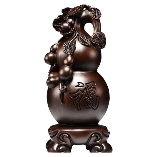 唐趣黑檀实木雕刻福禄葫芦摆件红木家居客厅电视柜装饰工艺品送礼