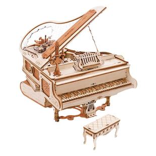 若客律动钢琴八音盒木质拼装模型3d立体拼图手工diy益智玩具礼物