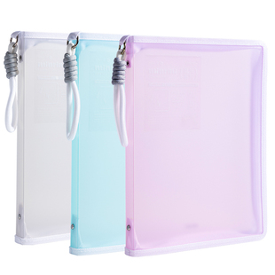 得力觅光L型手提袋学生a4拎书拉链式透明文件袋学科科目分类袋大开口立体加厚书本收纳一年级初中生补习袋