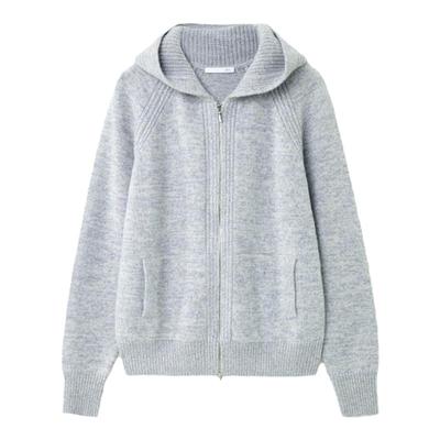 OVV秋冬热卖女装双头拉链设计羊绒休闲连帽外套针织开衫