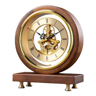欧式复古仿机械座钟客厅玄关摆台式钟表高端大气时钟美式实木台钟