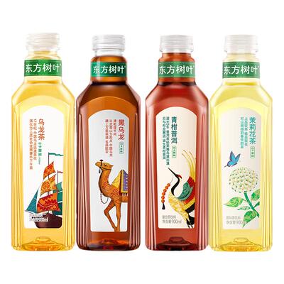 农夫山泉东方树叶900ml*2大瓶无糖茶饮料茉莉花青柑普洱黑乌龙茶