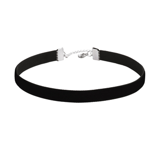 纯银进口黑色丝绒choker颈链韩国短款颈带chocker锁骨链可穿吊坠