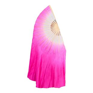 真丝扇玫红渐变色演出扇加长广场舞扇子双面胶州秧歌扇古典舞蹈扇