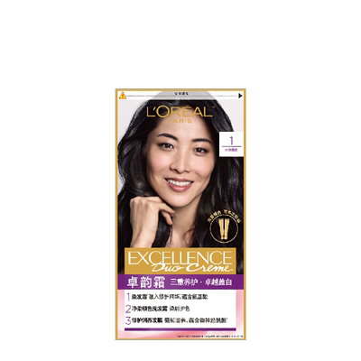 欧莱雅卓韵霜双膏染发剂黑色棕色