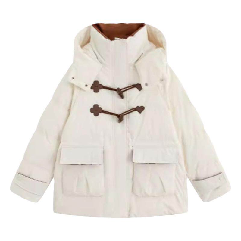 特大码冬季胖mm短款连帽羽绒服