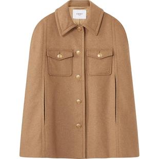 【赛马会】LK BENNETT朱珠同款驼色法式大衣斗篷高级绵羊毛呢外套