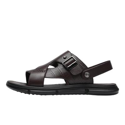 HLA/海澜之家男鞋夏季休闲男士皮凉鞋新款拖鞋外穿真皮透气户外鞋