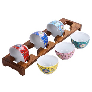 六色珐琅彩主人杯功夫小茶杯套装6只陶瓷茶具喝茶茶碗品茗杯大号