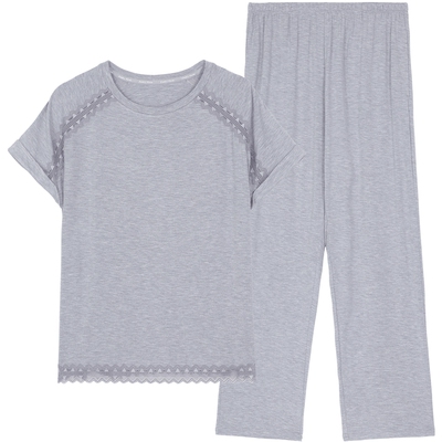 安莉芳专柜新品镂空花边短袖睡衣套装女士宽松家居服套装EL00877
