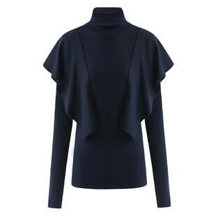 COCOBELLA设计感荷叶边假两件针织衫女高领斗篷毛衣MZ0069-2