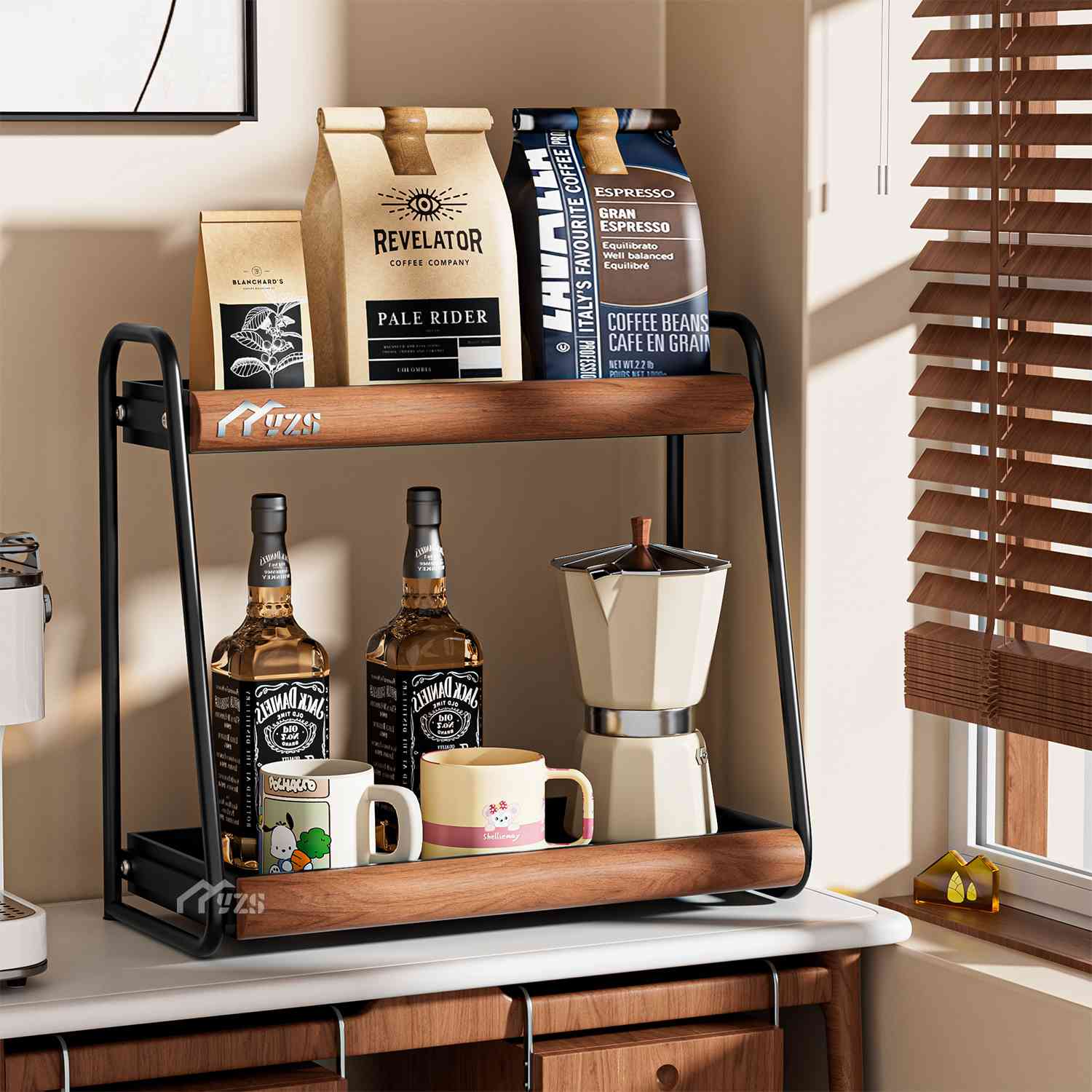 杯架餐桌桌面茶杯咖啡杯水杯实木收纳架子杯子展示架餐边柜置物架