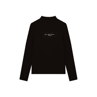 Amybaby女童上衣冬季2025新款经典半高领纯色字母印花百搭打底衫