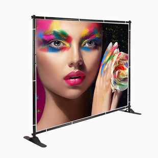 拉网展架伸缩海报支架快幕秀架子活动宣传摄影背景墙喷绘签名墙