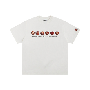 BURNIN*苹果字母短袖T恤纯棉字母印花宽松休闲潮流百搭短袖男女款