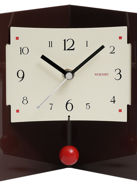 满得达玄关创意三角时钟摆件客厅电视柜摆台式座钟表桌面装饰品