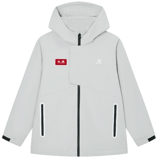 特步童装秋冬新款儿童运动外套男童小中大童防水防风连帽保暖风衣