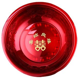 喜盆女方陪嫁结婚脸盆娘家婚庆用品大全嫁妆洗脸红盆套装盆子一对