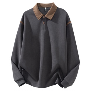 KZ真维斯polo卫衣男士秋冬新款男装翻领宽松重磅加绒打底衫上衣服