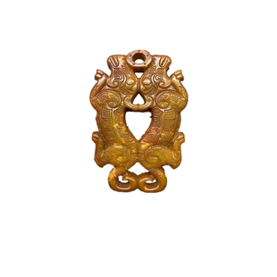 岫玉仿古做旧老虎摆件吊坠挂件玉雕高古玉玉佩玉璧古装摄影道具坠